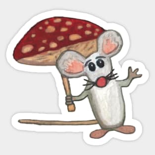 Mouse with Mushroom Umbrella Sticker